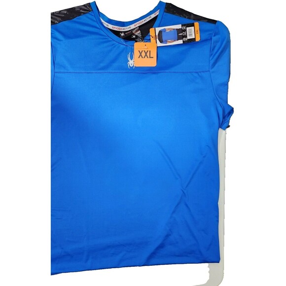 SPYDER Active Blue Black Short Sleeve Shirt Moisture Wicking Sz XXL, NWT - Picture 3 of 7
